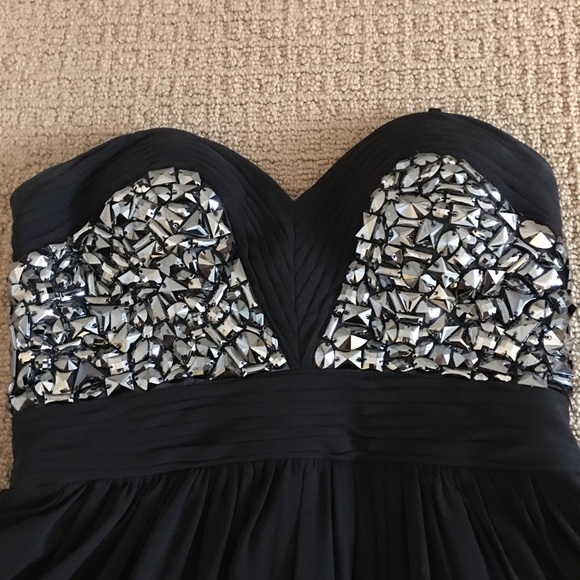 Black AKIRA Short Dress Fantastic Beading SZ L - Picture 5 of 8